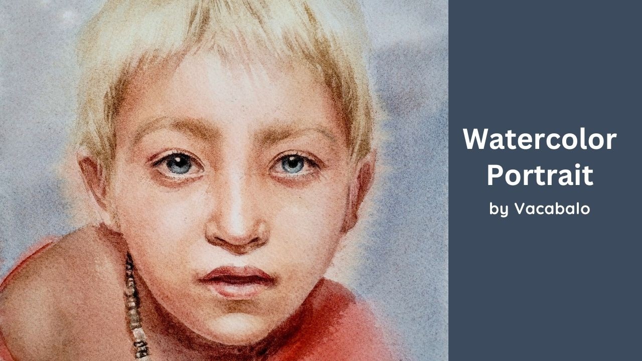 Watercolor portrait painting demo - a little boy