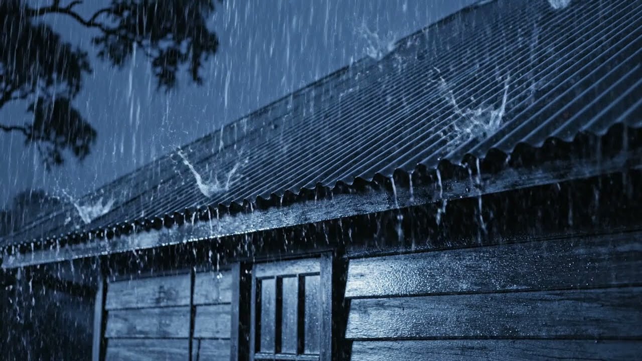 Derrote a Insônia com Chuva Pesada e Sons de Tempestade Cortando Pela Casa de Fazenda na Flores...