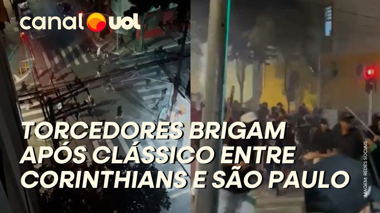 TORCEDORES DO CORINTHIANS E SÃO PAULO BRIGAM NO CENTRO DA CAPITAL PAULISTA APÓS CLÁSSICO; VEJA VÍDEO