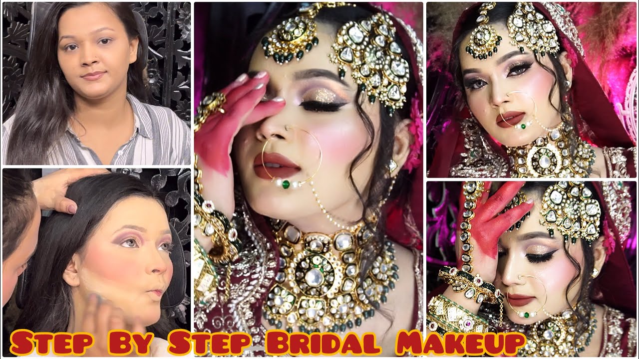 मैं अपने सलून में दुल्हन ऐसे तैयार करती हूँ || Long lasting Glowy Bridal Makeup Step By step
