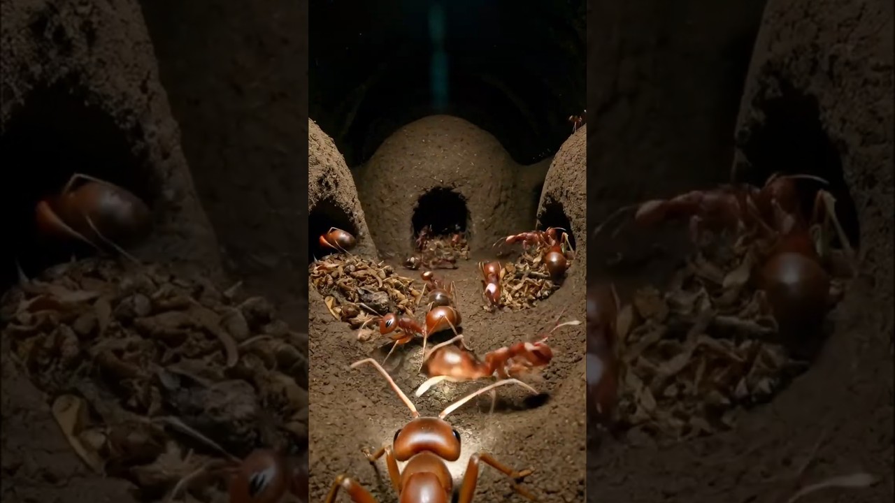 Camera on a Fire Ant! Inside a Massive Underground Ant Colony 🐜 | #viral #shorts #aivideo