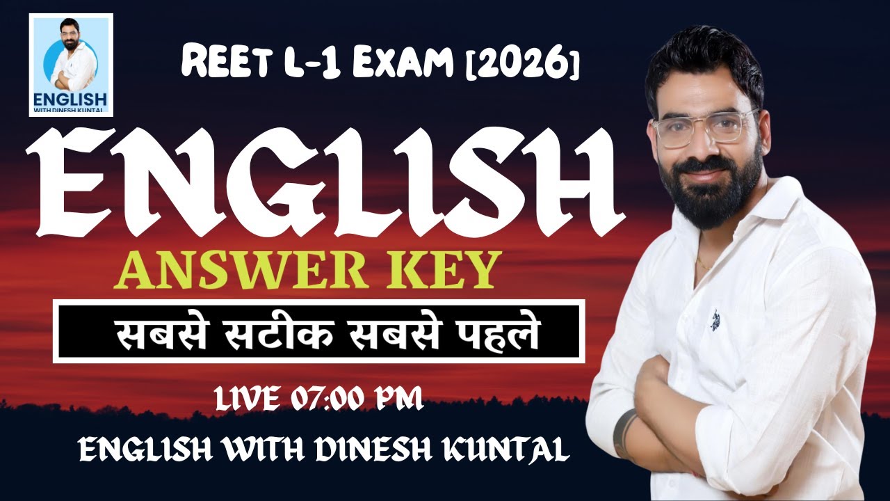 REET mains 2026 level 1 Paper Solution | English | Dinesh Kuntal