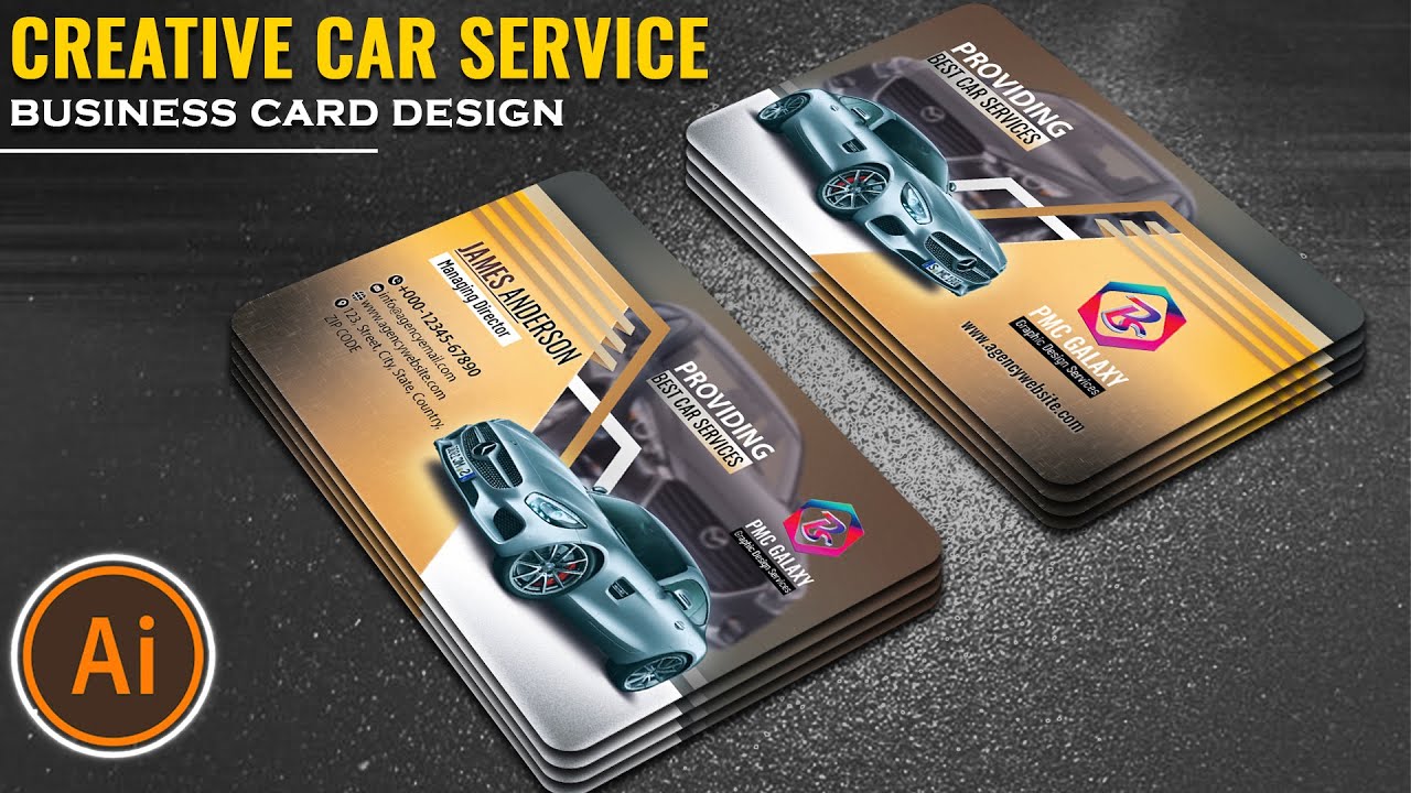 Car Service Business Card Design | Creative Car Business Card Design | Adobe Illustrator Tutorial