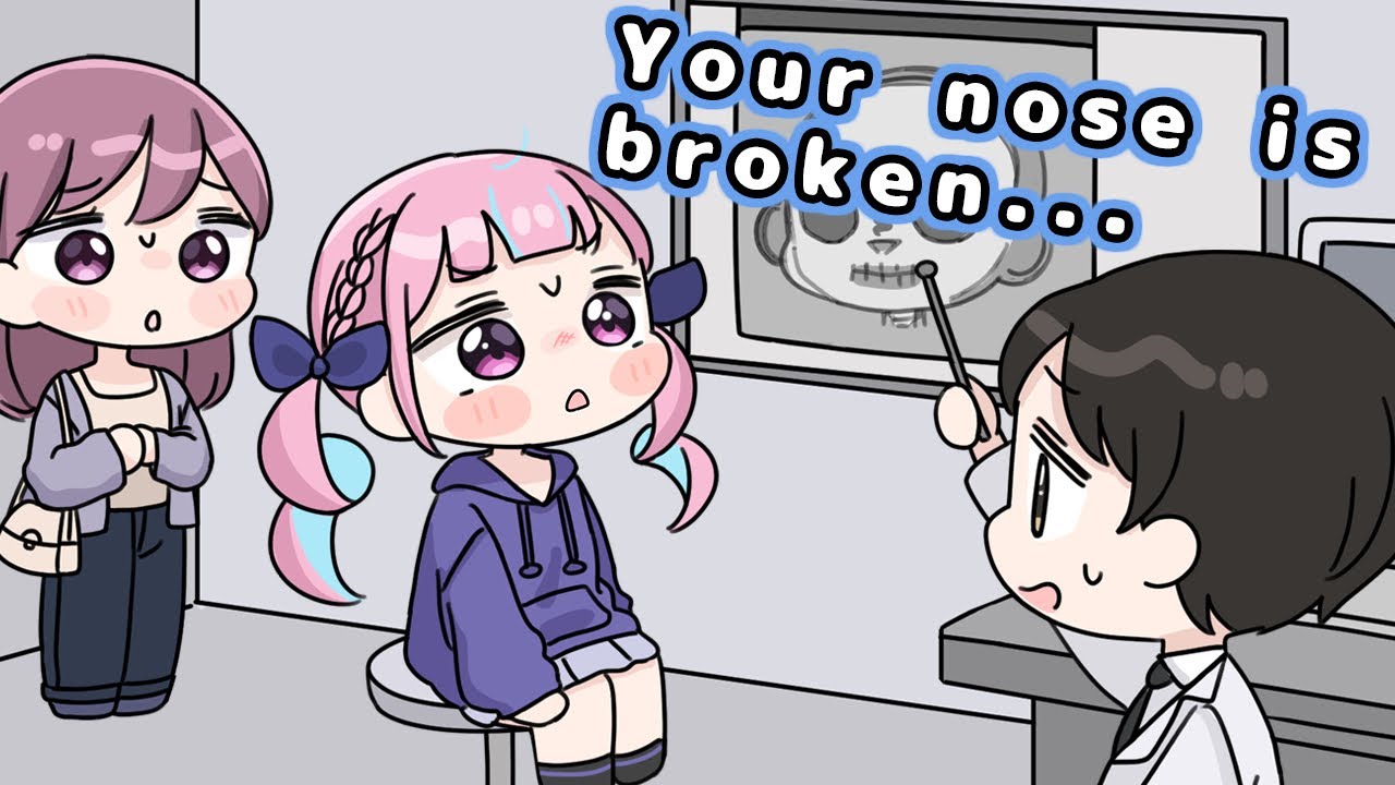 Aqua accidentally dropped her phone then broke her nose in a cute way [Animated Hololive/Eng sub]