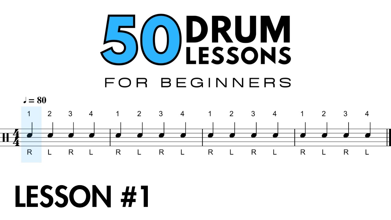 Lesson 1: Quarter Notes On The Snare Drum | 50 Drum Lessons For Beginners