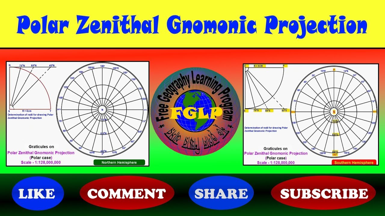 How to Draw Polar Zenithal Gnomonic Projection (Polar Case) - Graphical Construction