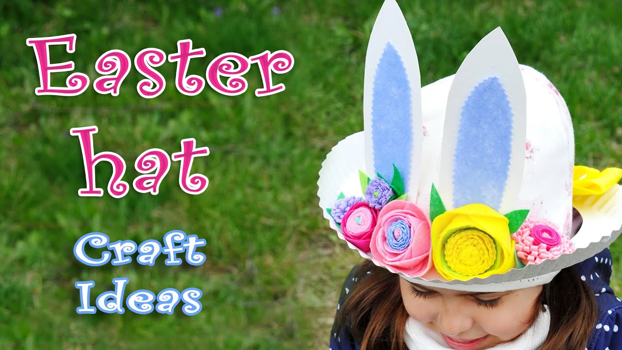 How to make a Bunny Paper Plate Hat. Easter Bunny Crafts.