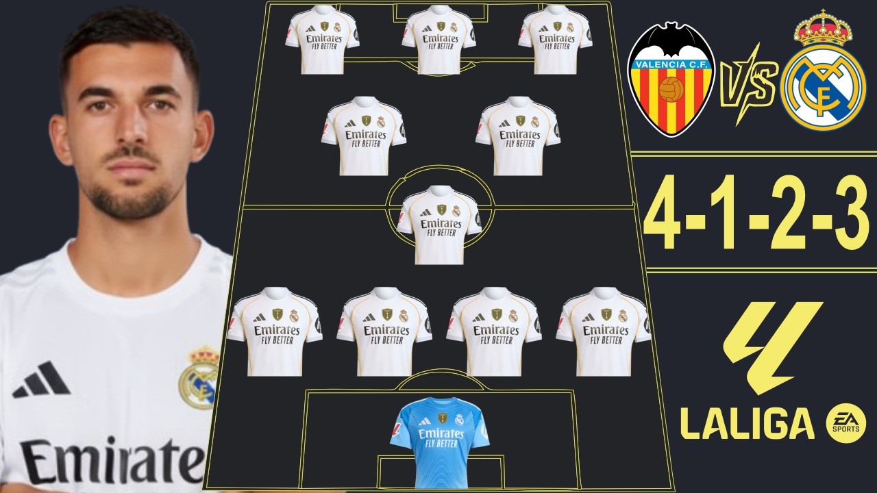 ⚽ VALENCIA VS REAL MADRID 🔥 REAL MADRID POTENTIAL LINEUP (4-1-2-3) LA LIGA 25/26