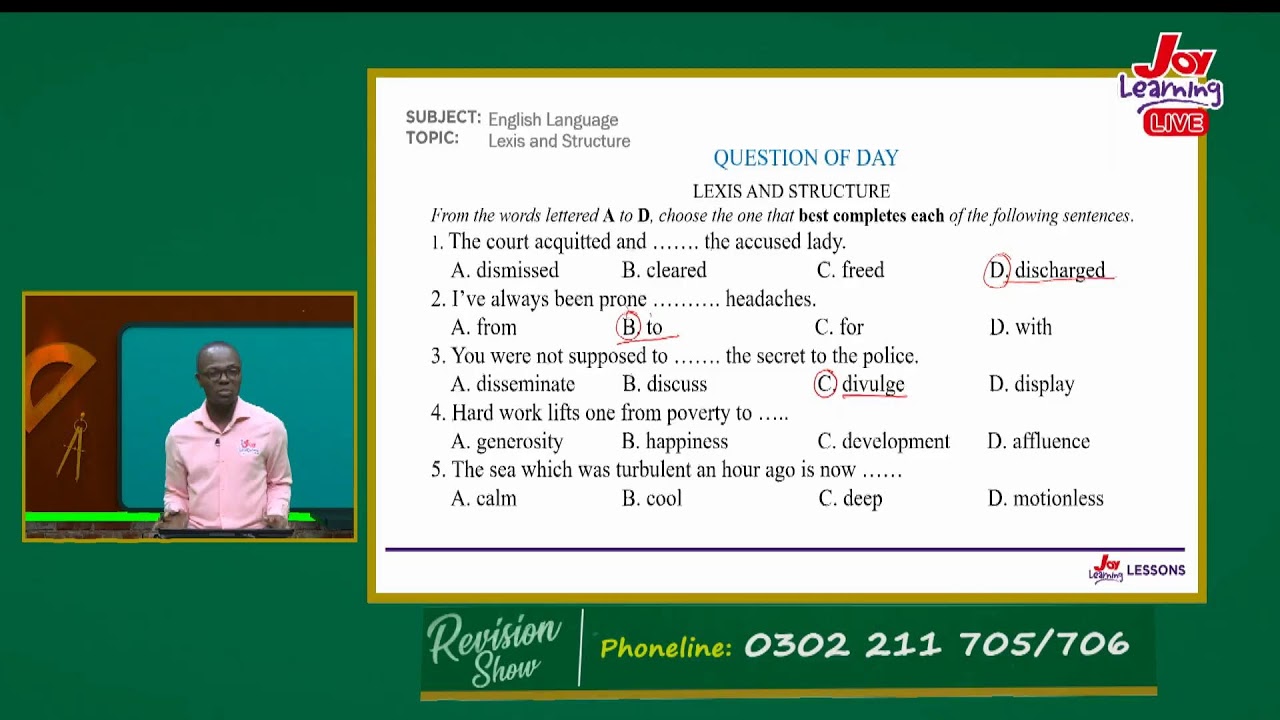 SHS Revision Show - English Language - Lexis and Structure (20 - 07 - 23)