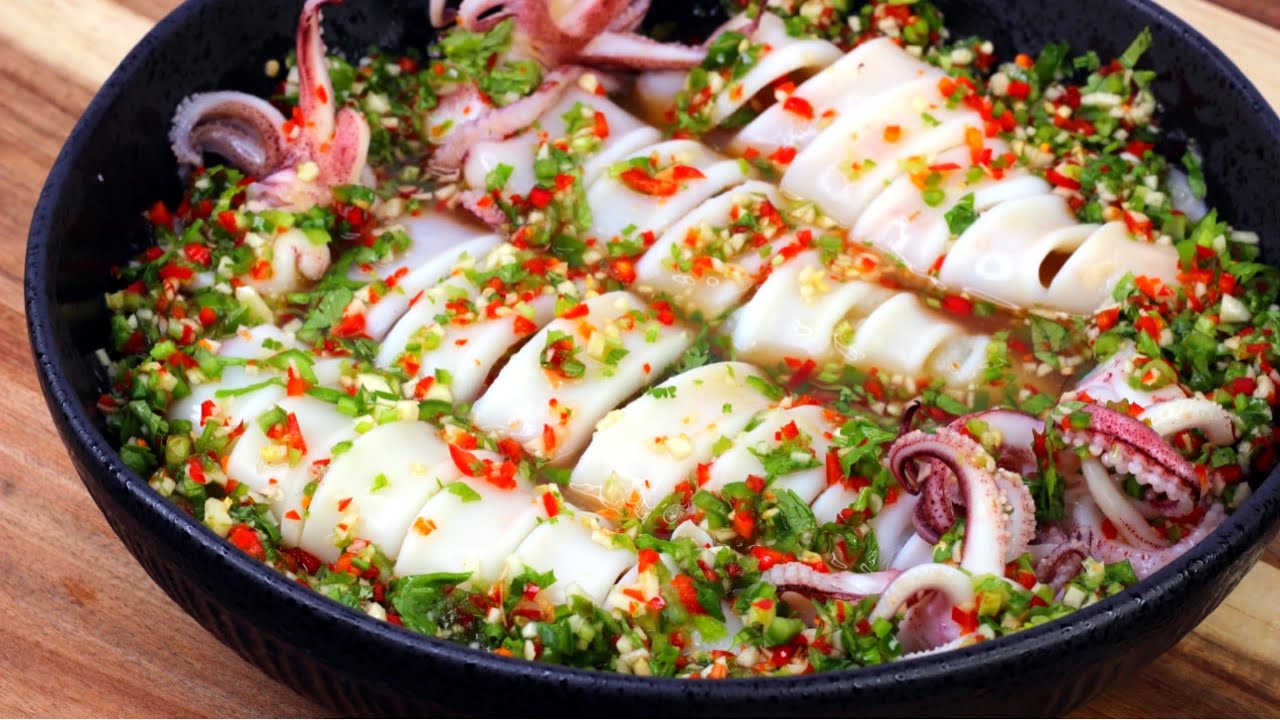 Mực Hấp Chua Ngọt Kiểu Thái - Món Khai Vị - Siêu Nhanh - Siêu Ngon 😋