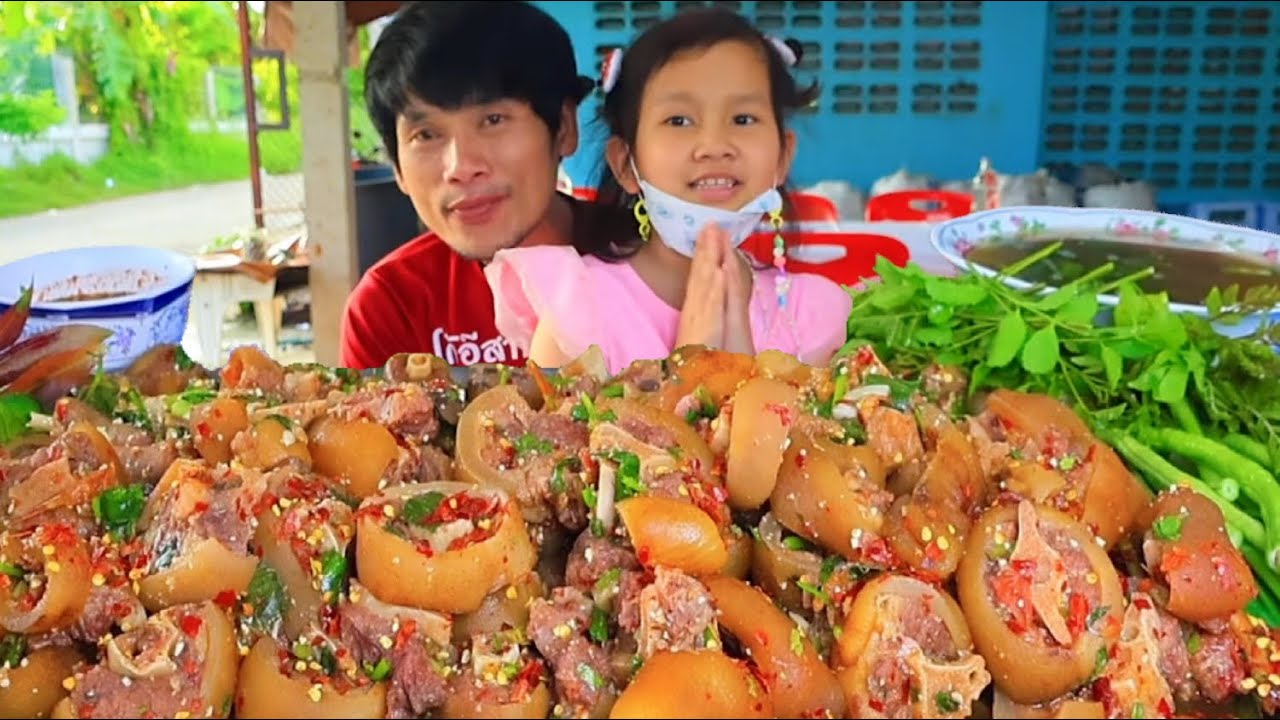 ก้อยหางวัวจิ้มแจ่วดีสดแกล้มผักสดแซ่บคักอีหลีครับพี่น้องMUKBANG EATING SHOW#โก้อีสานพาแดก