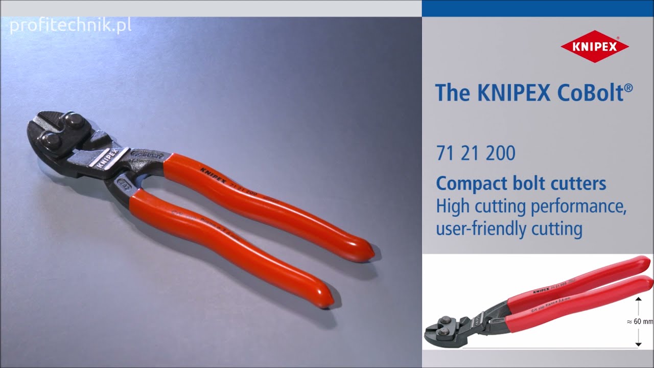 Knipex - szczypce tnące przegubowe CoBolt, wygięta główka, 71 21 200