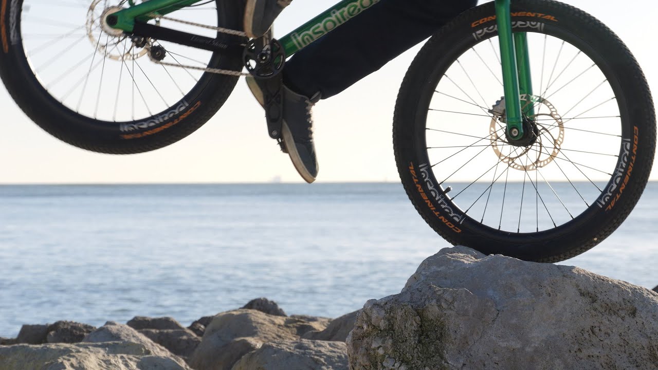 Riding rocks on a street trials bike