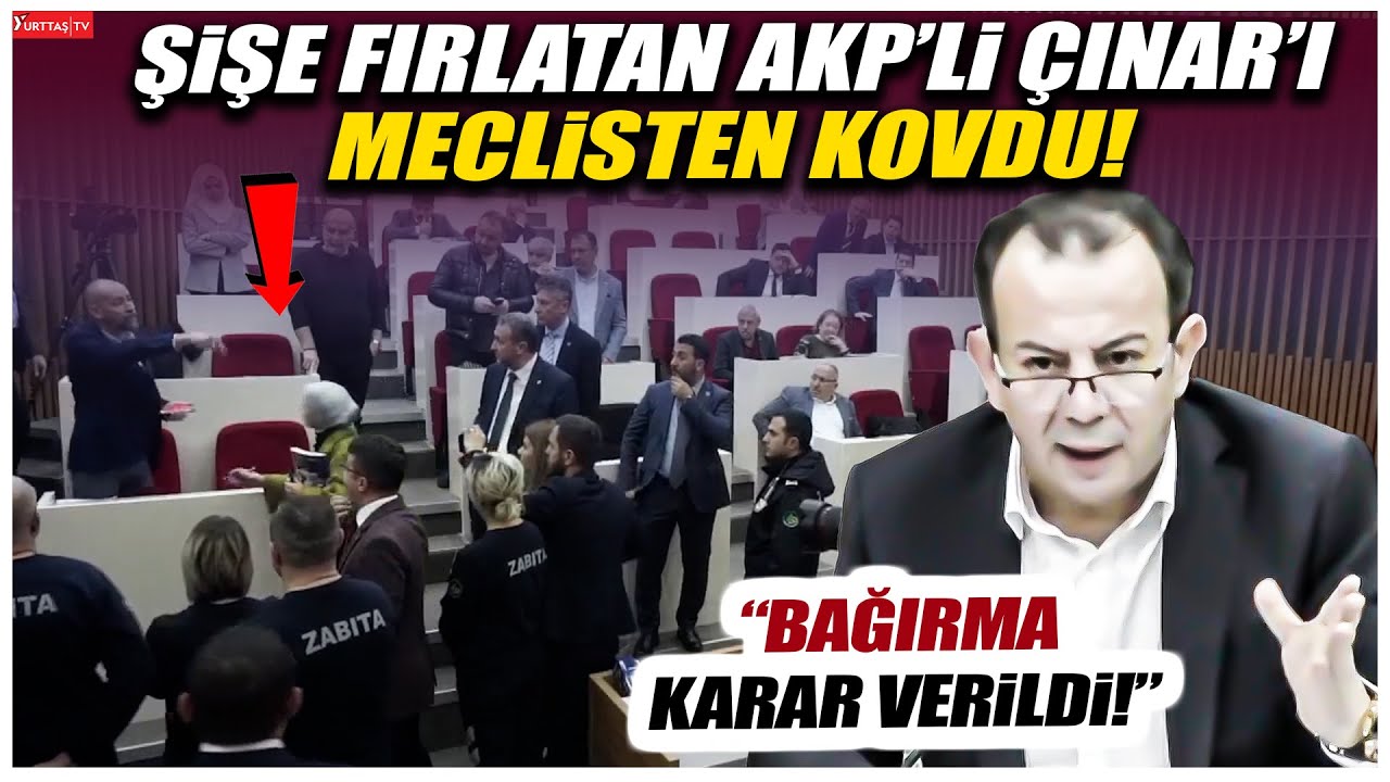 Tanju Özcan şişe atan AKP'li Çınar'ı meclisten kovdu! 