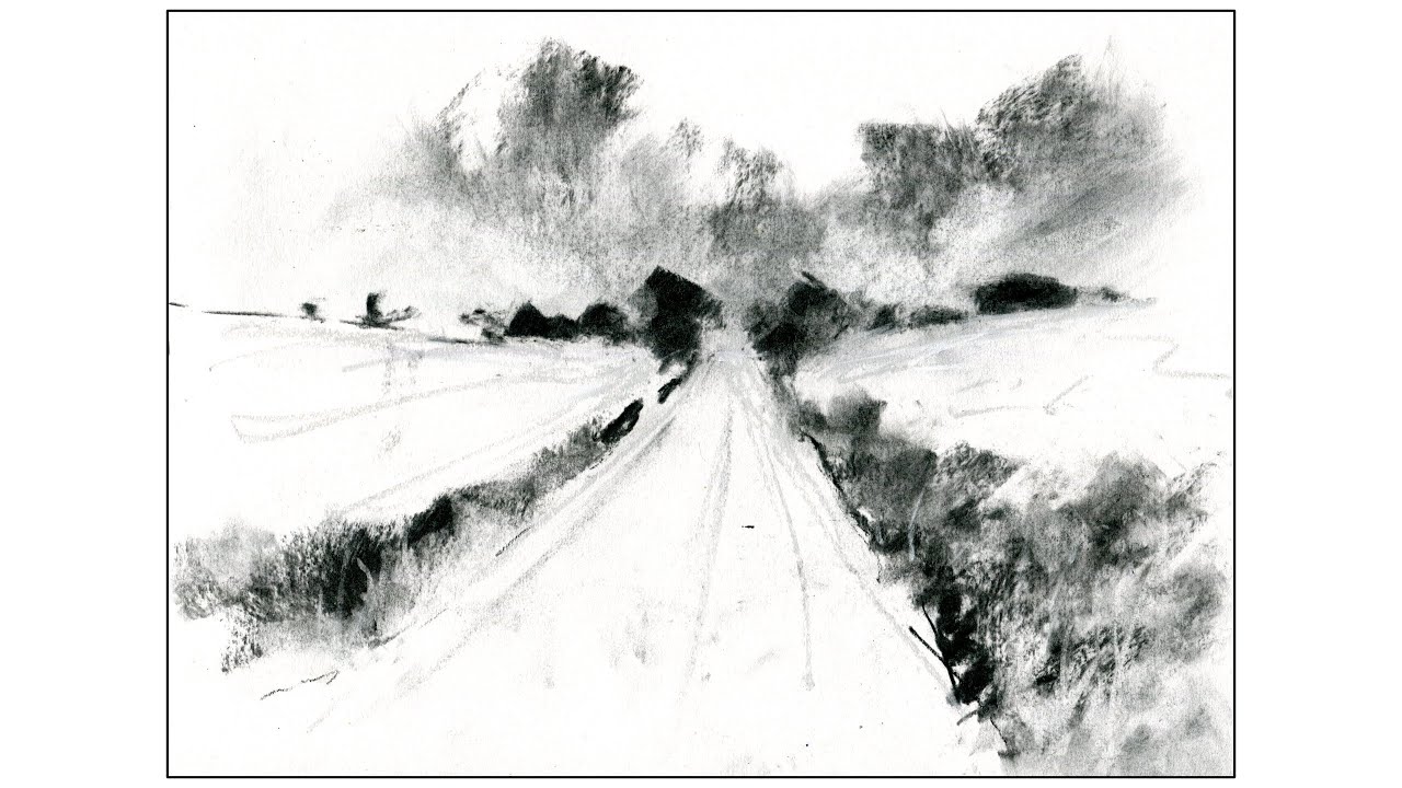 Some charcoal landscape drawing and a Halloween story (kind of)
