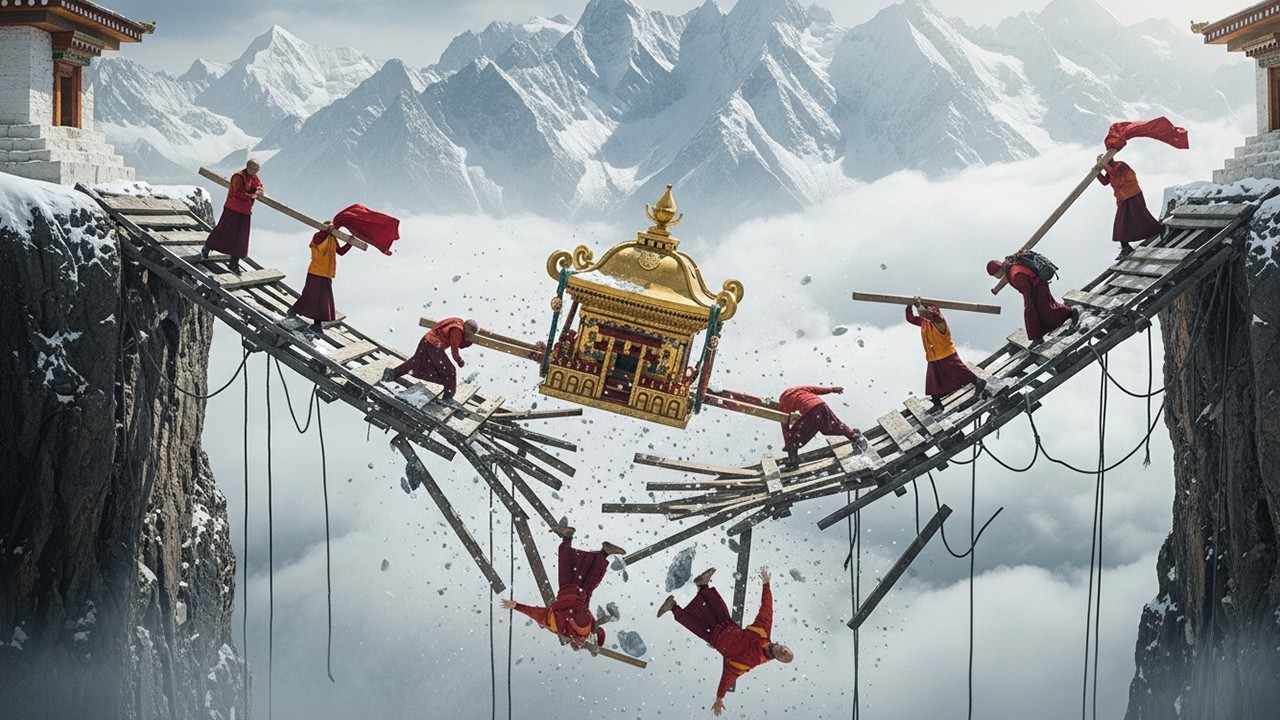 UNBELIEVABLE Himalayan Sacred Palanquin Procession Over the Edge | Buddhist Monks Snow Path Walks