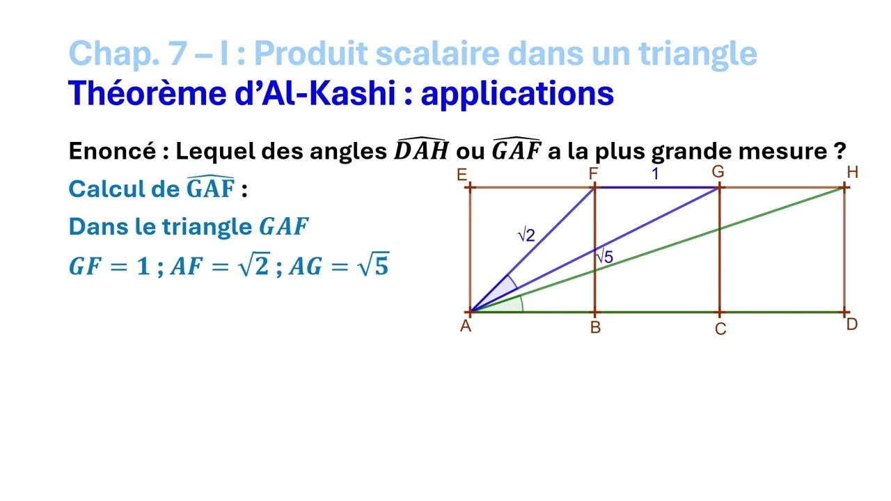 Application du théorème d'Al-Kashi : calcul d'angle