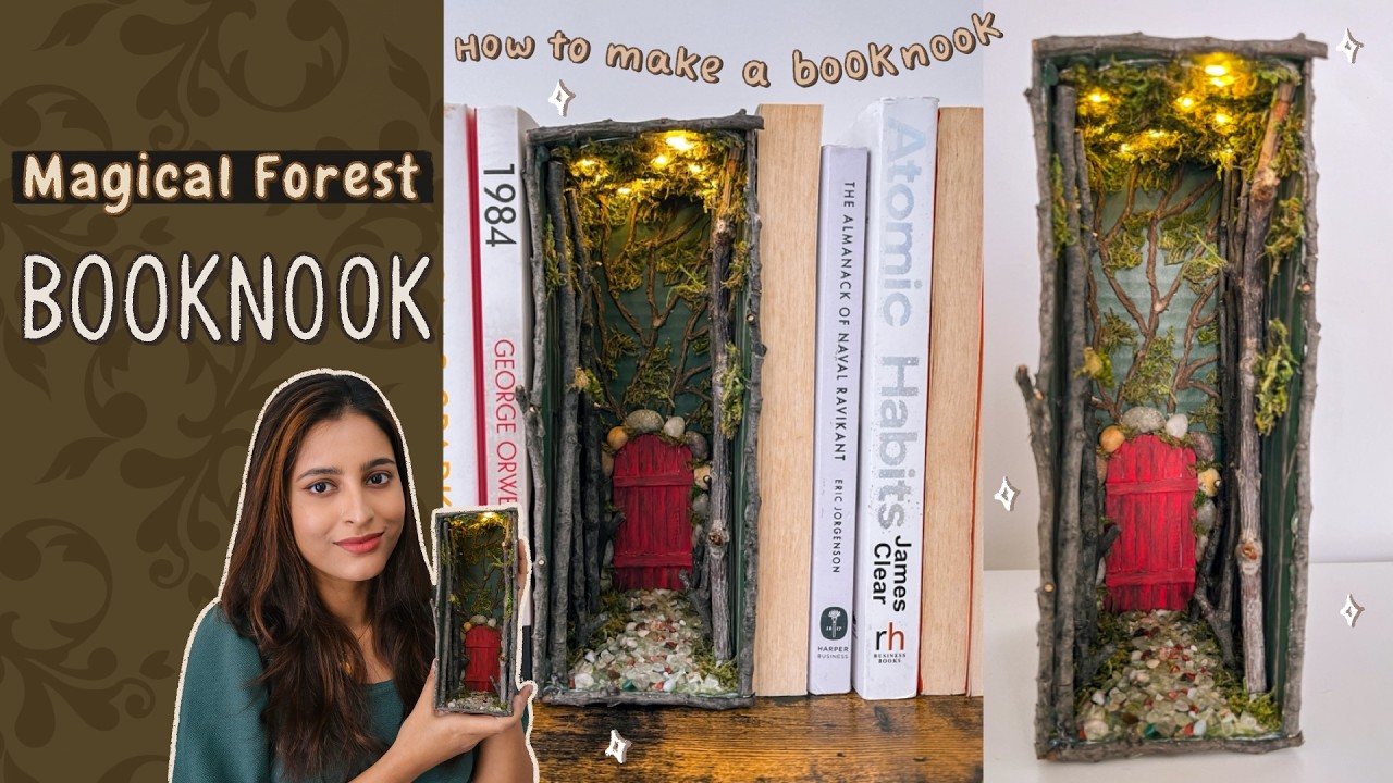 I made a BOOK NOOK from scratch - Magical Forest Diorama 📚✨