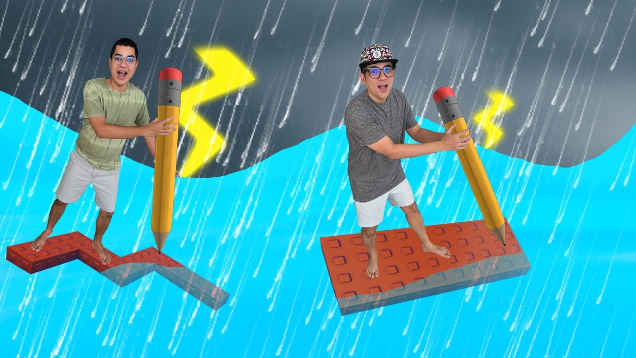 DESENHAMOS NOSSO BARCO PARA ATRAVESSAR O MAR NA TEMPESTADE DE ONDAS GIGANTES!
