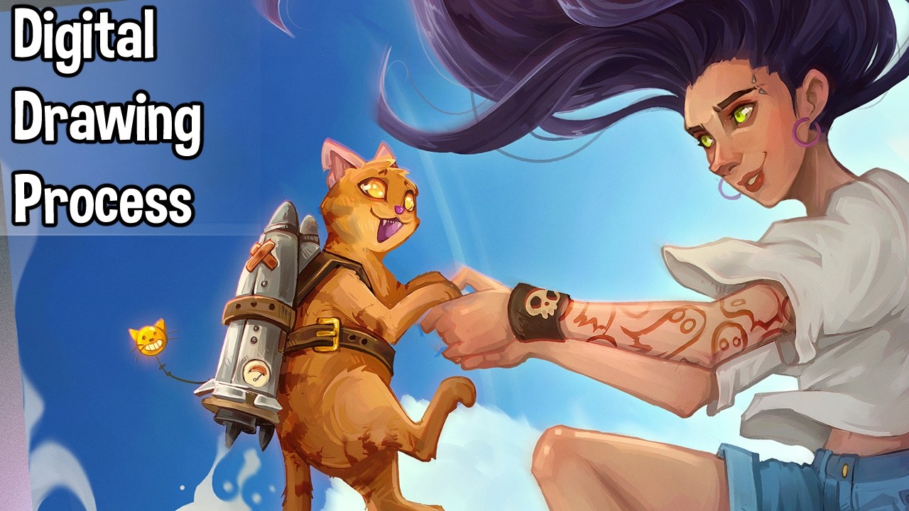 Hold my Paw 🐾🚀 -  Digital Time Lapse Painting Process