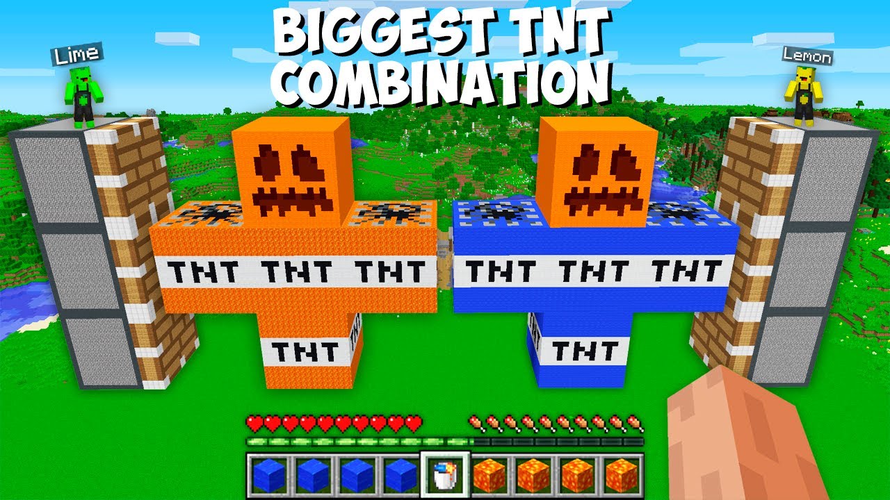 Secret COMBINATION BIGGEST LAVA VS WATER TNT GOLEM in Minecraft ? NEW HUGE GOLEM !