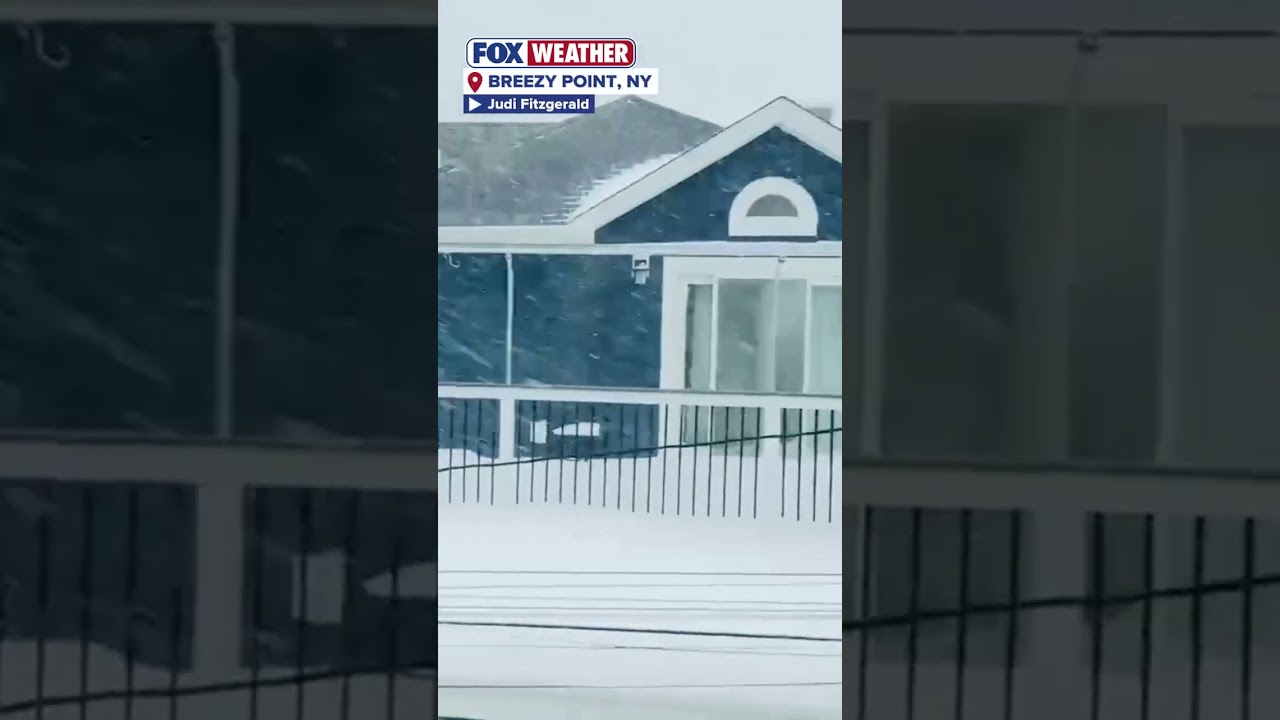 Snow And Ice Slam Into Houses In New York City Beach Town