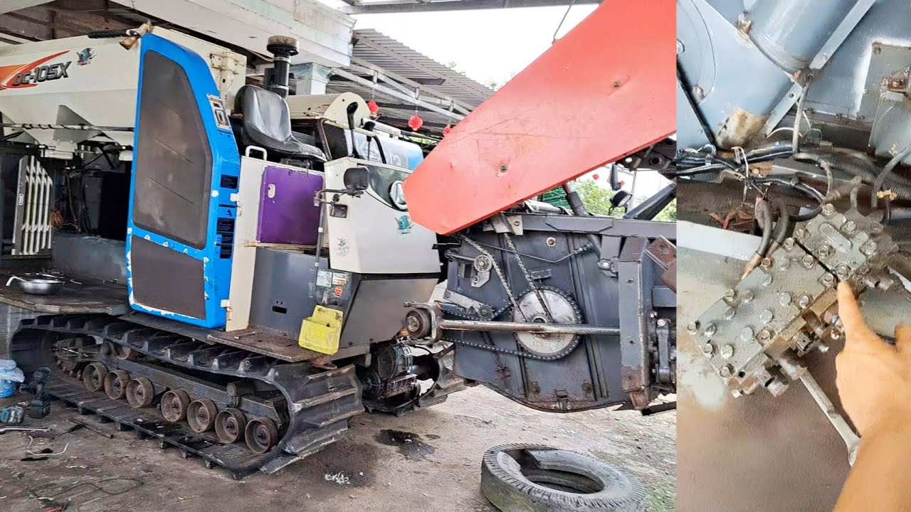 Máy gặt KUBOTA 105 bị chảy nhớt  bộ công tắc, cách khắc phục
