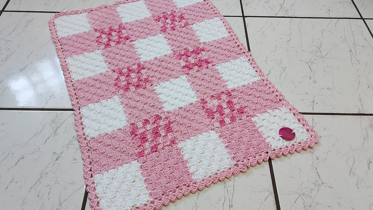 🔴 Tapete Crochê Retangular (Técnica c2c) @PinkArtesCroche