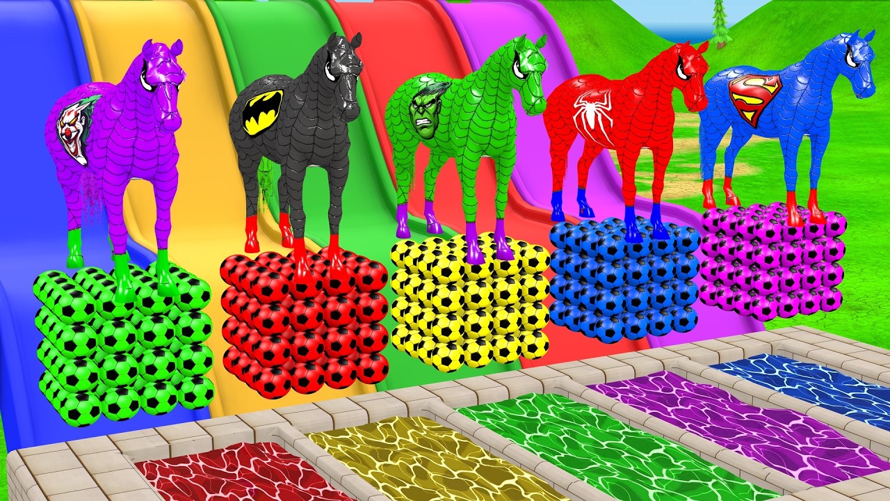 Long Slide Game With Cow Elephant Gorilla Hippopotamus Tiger 3d Animal Game Funny 3d AnimalsVideo