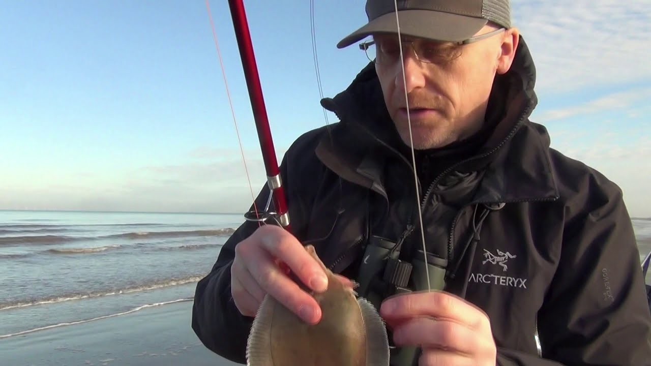 UK Sea Fishing - North Wales Winter Shore Fishing from a Beach for Flatfish