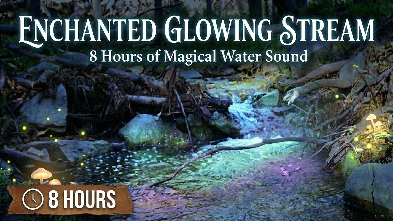 Enchanted Glowing Stream | 8 Hours of Magical Water Sound