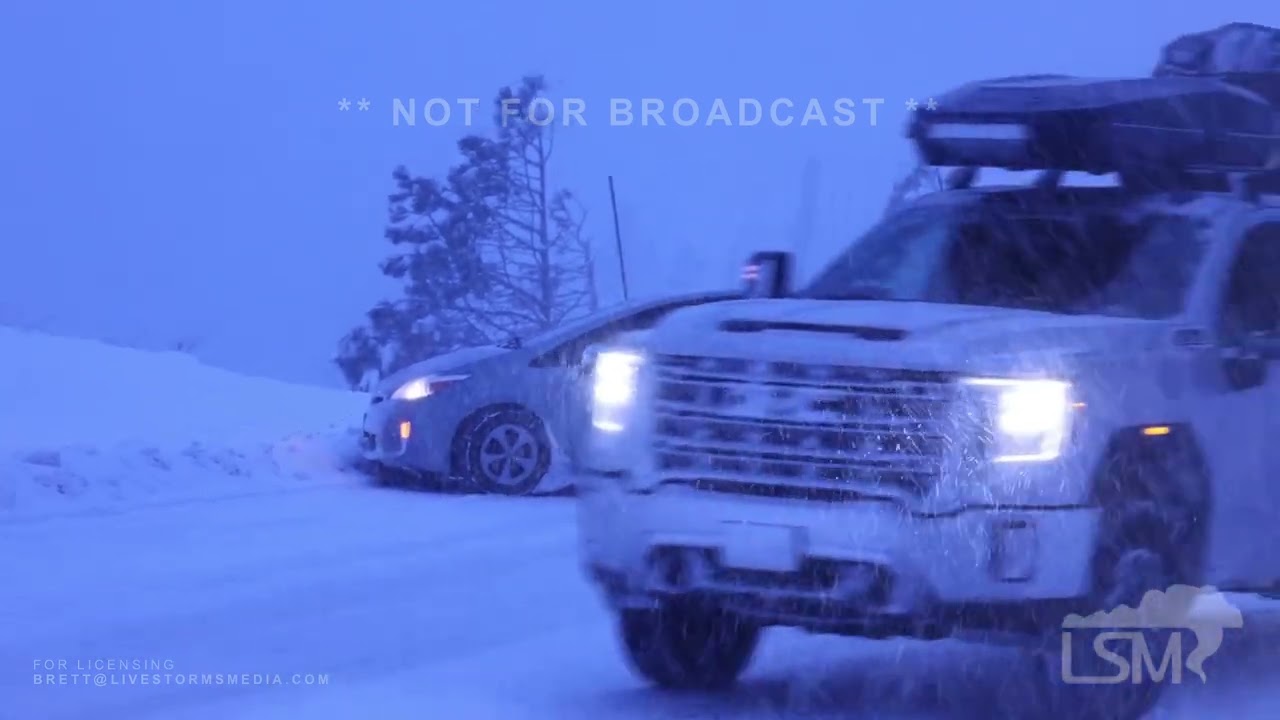 02-16-2026 Soda Springs, CA - Cars Crash over Donner Summit due to Major Winter Storm