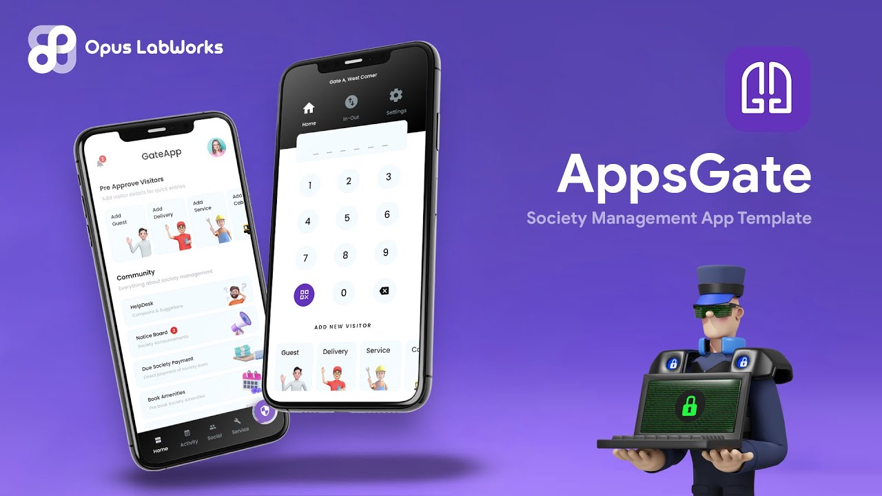 4 App Template| Society Security & Management App | Security Guard App | AppsGate | +91 7672 000 500