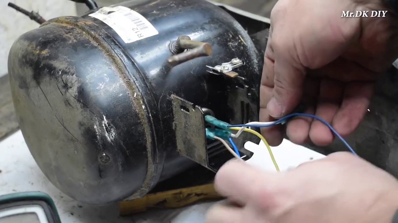 How To Make Simple Air Compressor From Refrigerator Motor and Connection Without Capac
