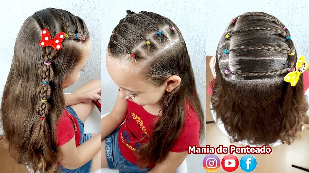 Penteado Infantil com Ligas e Tranças | Hairstyle for Little Girls with Elastic and Braids