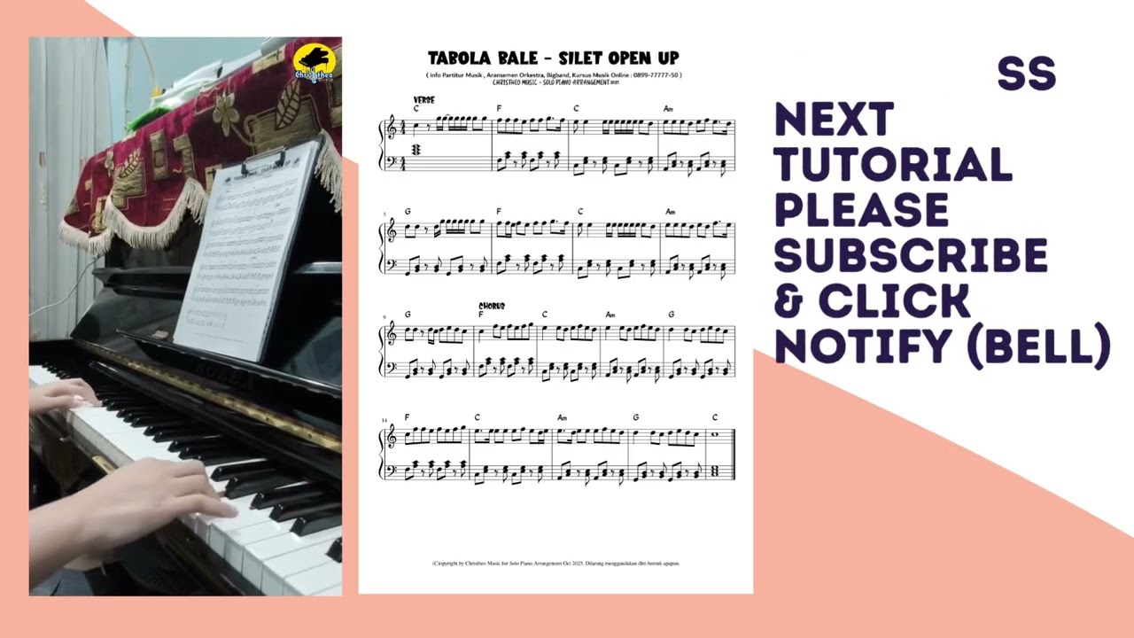 Tabola Bale by Inneke Solo Piano Tutorial Basic Beginner & Partitur Christheo Music School Not Balok