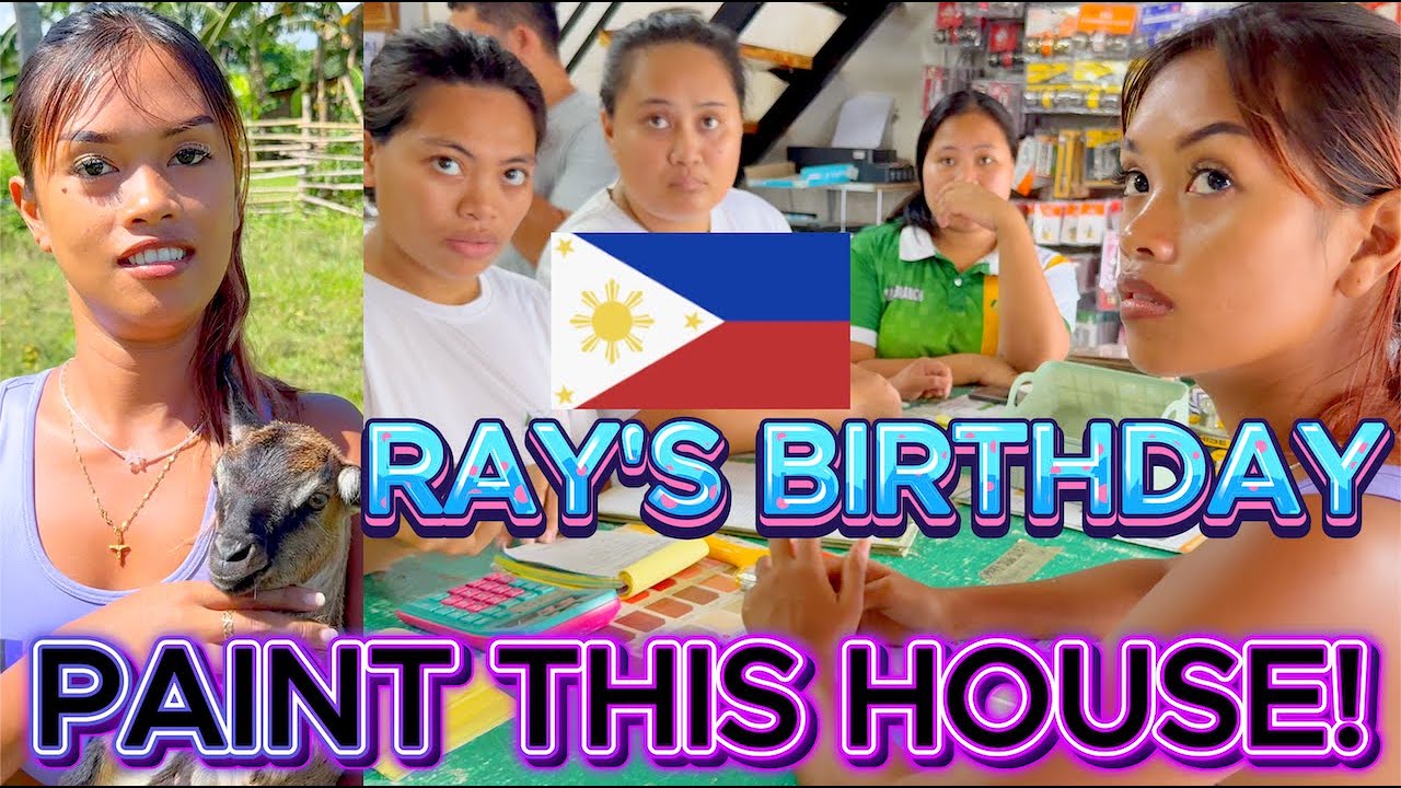 Filipina GETS READY TO PAINT HOUSE & RAY'S BIRTHDAY! OFF GRID ISLAND FAMILY PHILIPPINES LIVING