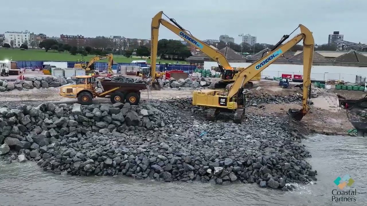 Rock work starts at frontage three (Southsea Common)