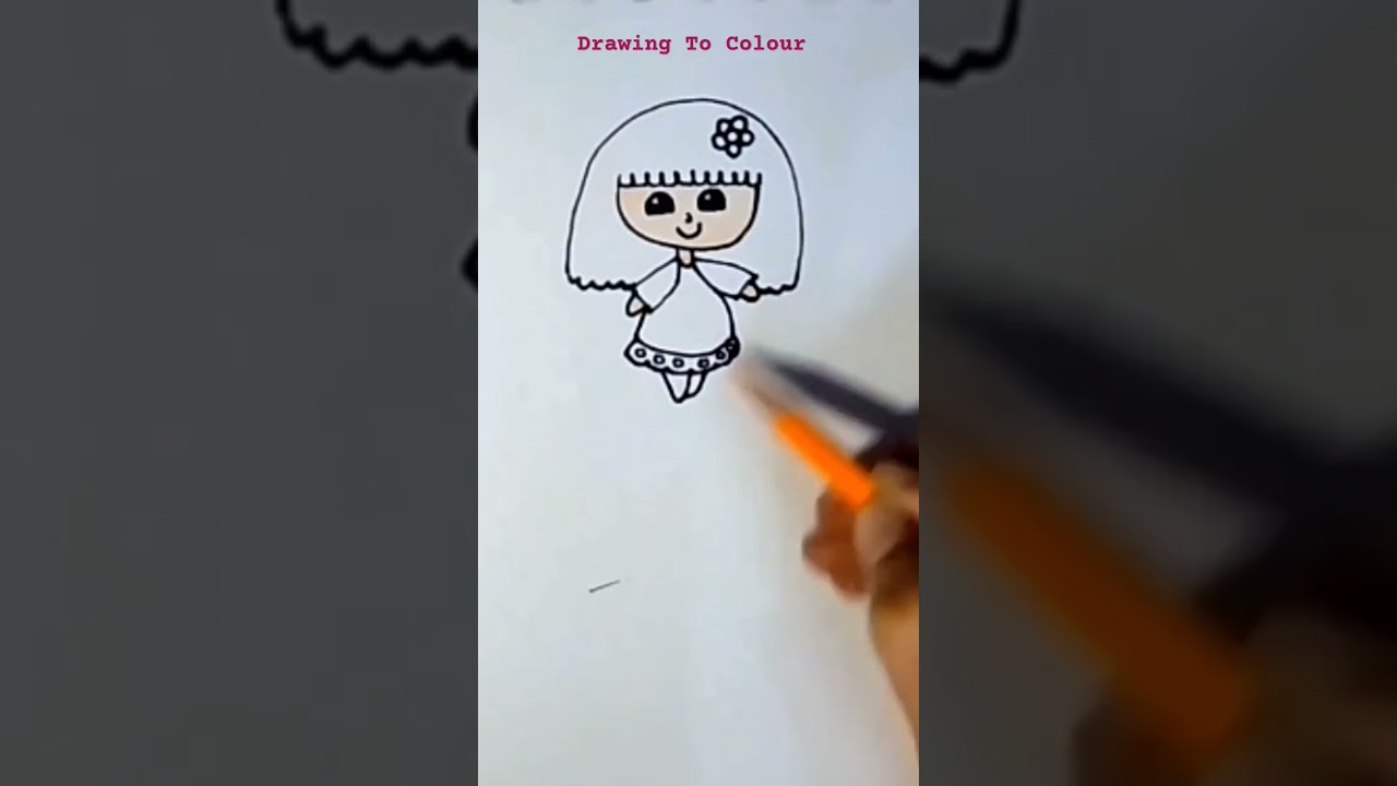 Doll Drawing Easy #shorts #drawing #drawingtocolour #dolldrawing