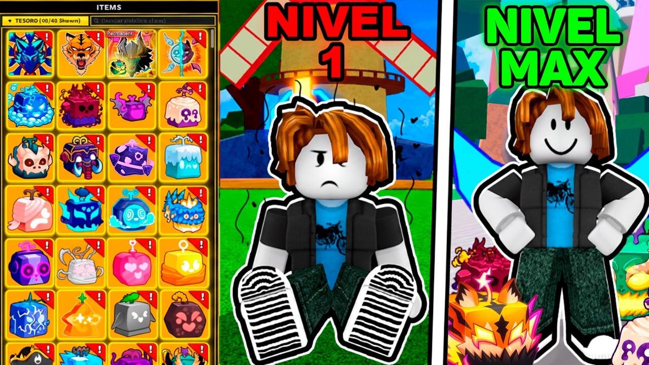 Blox Fruits Nivel 1 al 2800 con TODAS Las FRUTAS PERMANENTE 😲