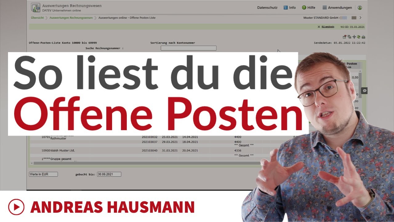 So liest du die offene Posten Liste in DATEV Unternehmen online