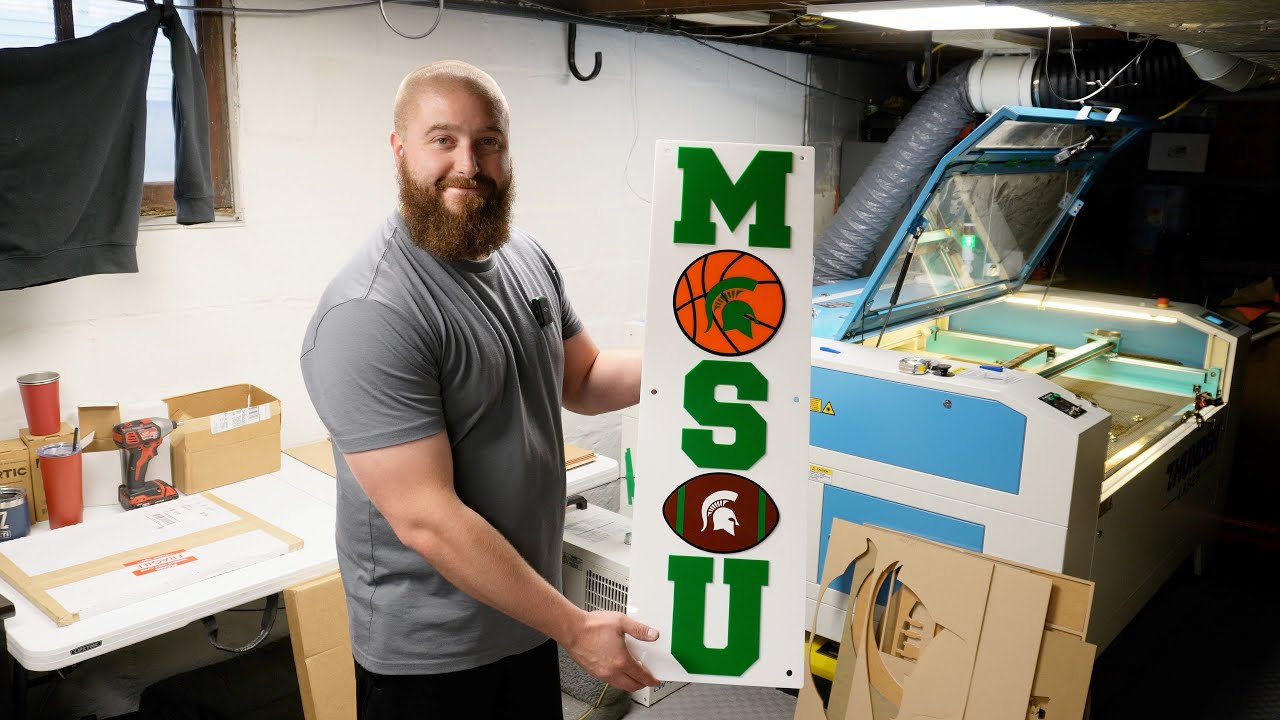 Custom Acrylic Sign / Michigan State Entry Way Sign / How To Make Layered Acrylic Signs #laser