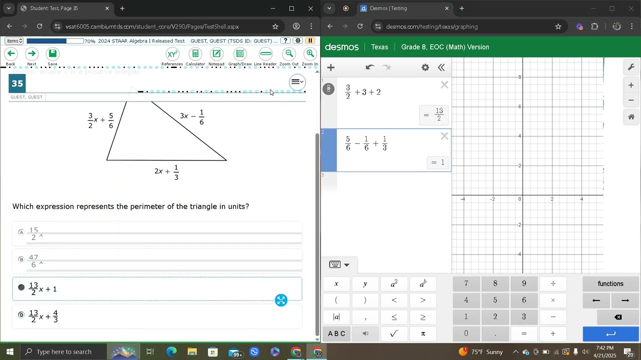 Algebra 1 2025 STAAR review part 4 (questions 31-40)