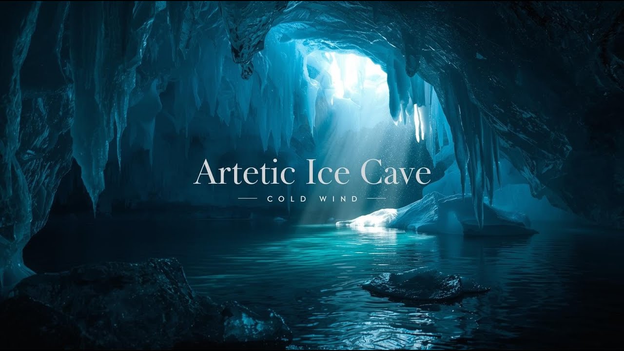 Arctic Ice Cave ❄️ Cold Wind & Crystal Water Sounds for Deep Sleep