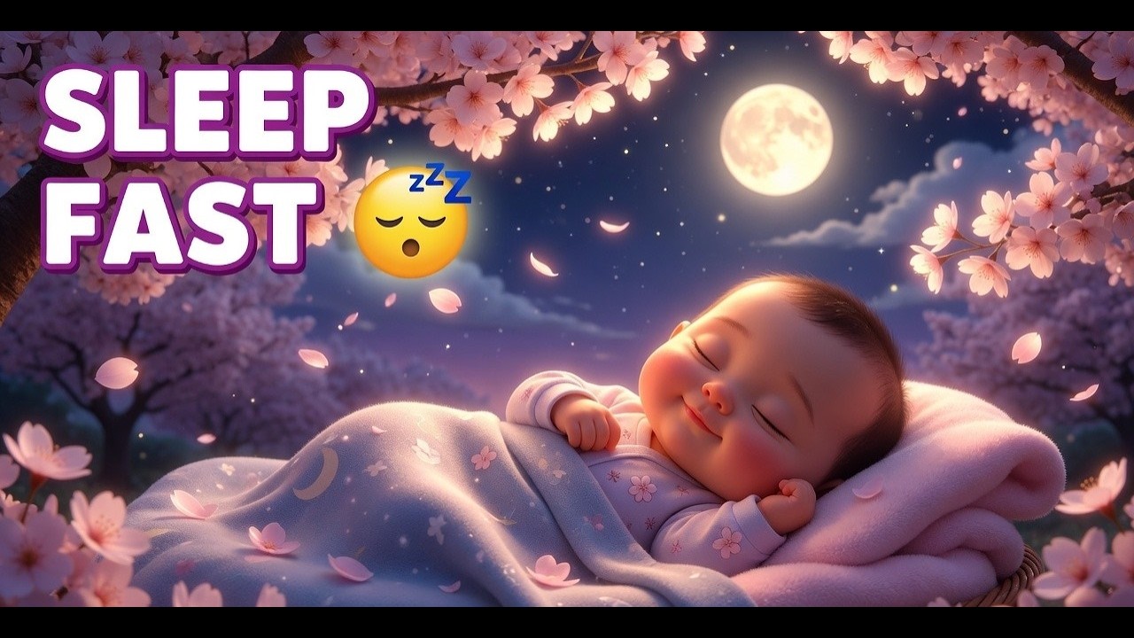 Baby Falls Asleep Fast 🌙 Japanese Sakura Lullaby | 1 Hour Gentle Baby Sleep Music
