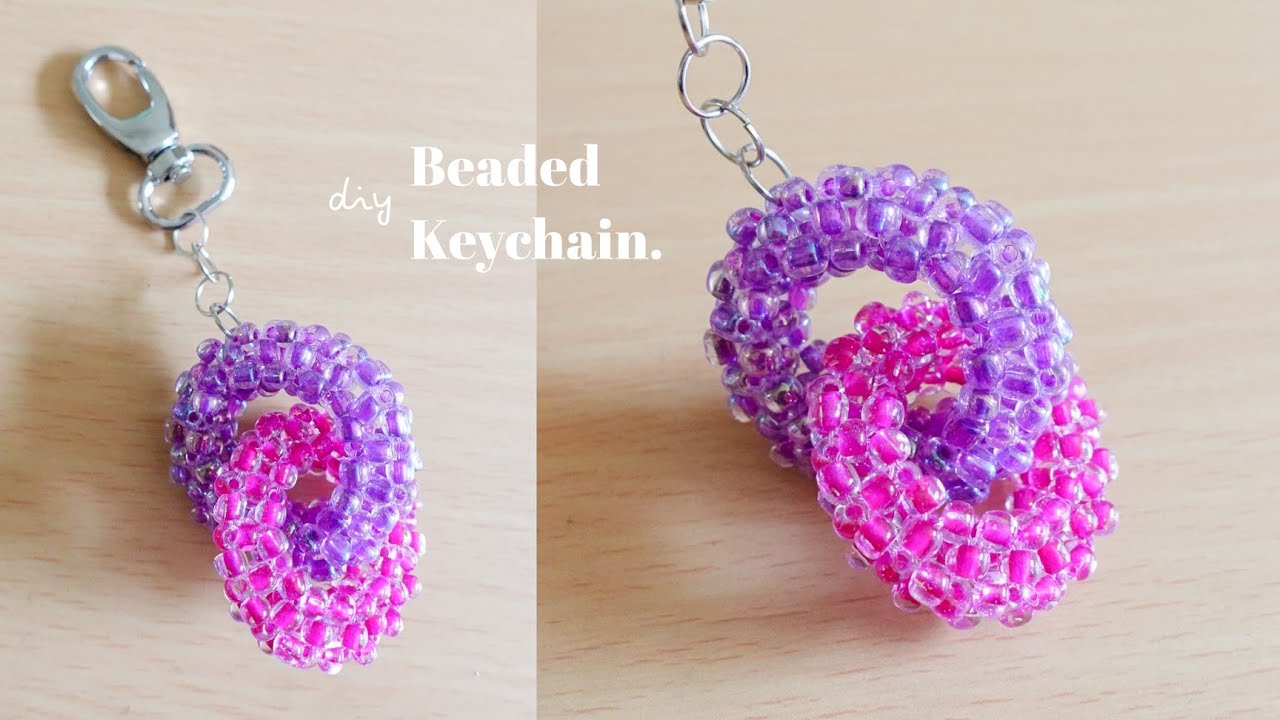 DIY Beaded Keychain | How To Make Beaded Keychain | Tutorial Cara Membuat Gantungan Kunci Manik