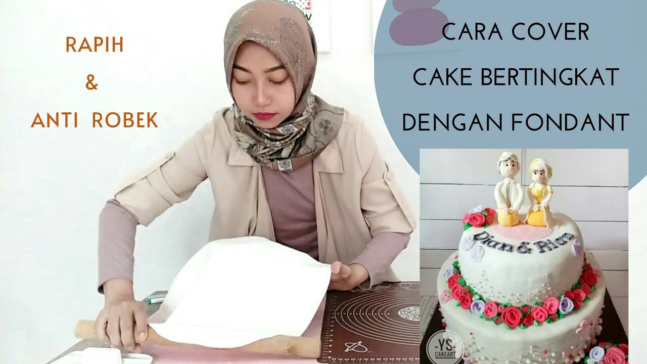 Cara Cover Kue Ulang tahun Bertingkat dengan Fondan untuk pemula | kue fondan dua tingkat