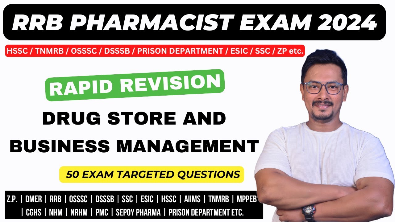 DRUG STORE & BUSINESS MANAGEMENT MCQS / RRB PHARMACIST EXAM  PREPARATION 2024 / DSBM QUESTIONS RRB