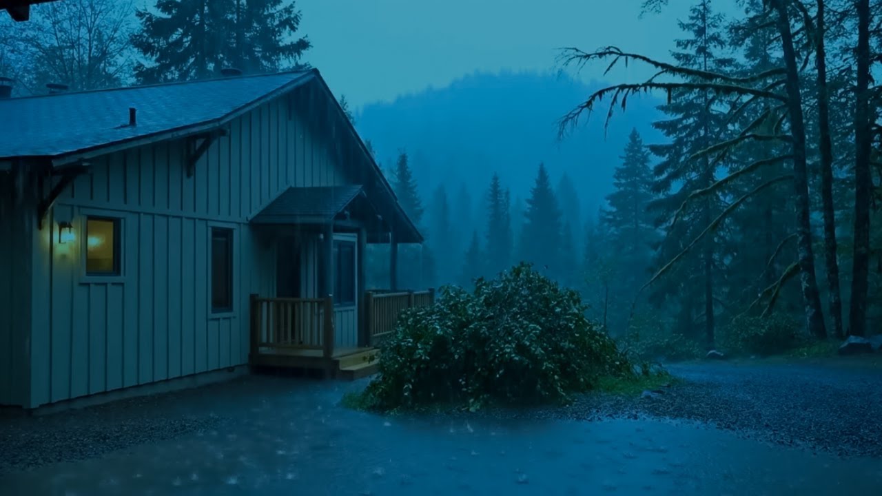 The soothing sound of rain on the roof in the forest promotes relaxation and deep sleep, NO ADS