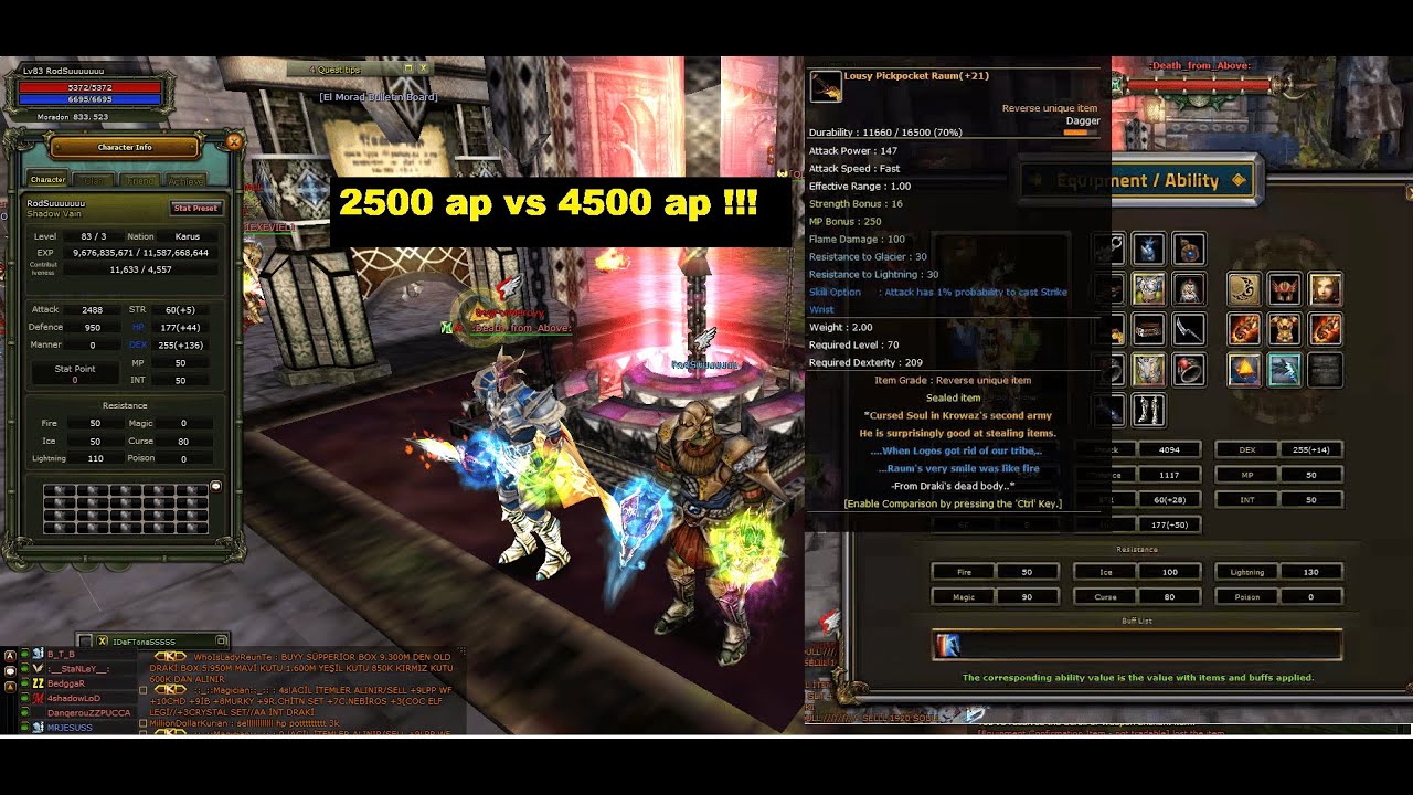 KNİGHT ONLİNE RodSu 2400 ap vs 4500 ap 2K AP FARKIYLA SHOW +7 CHİTİN SETLE PK ! #knightonline